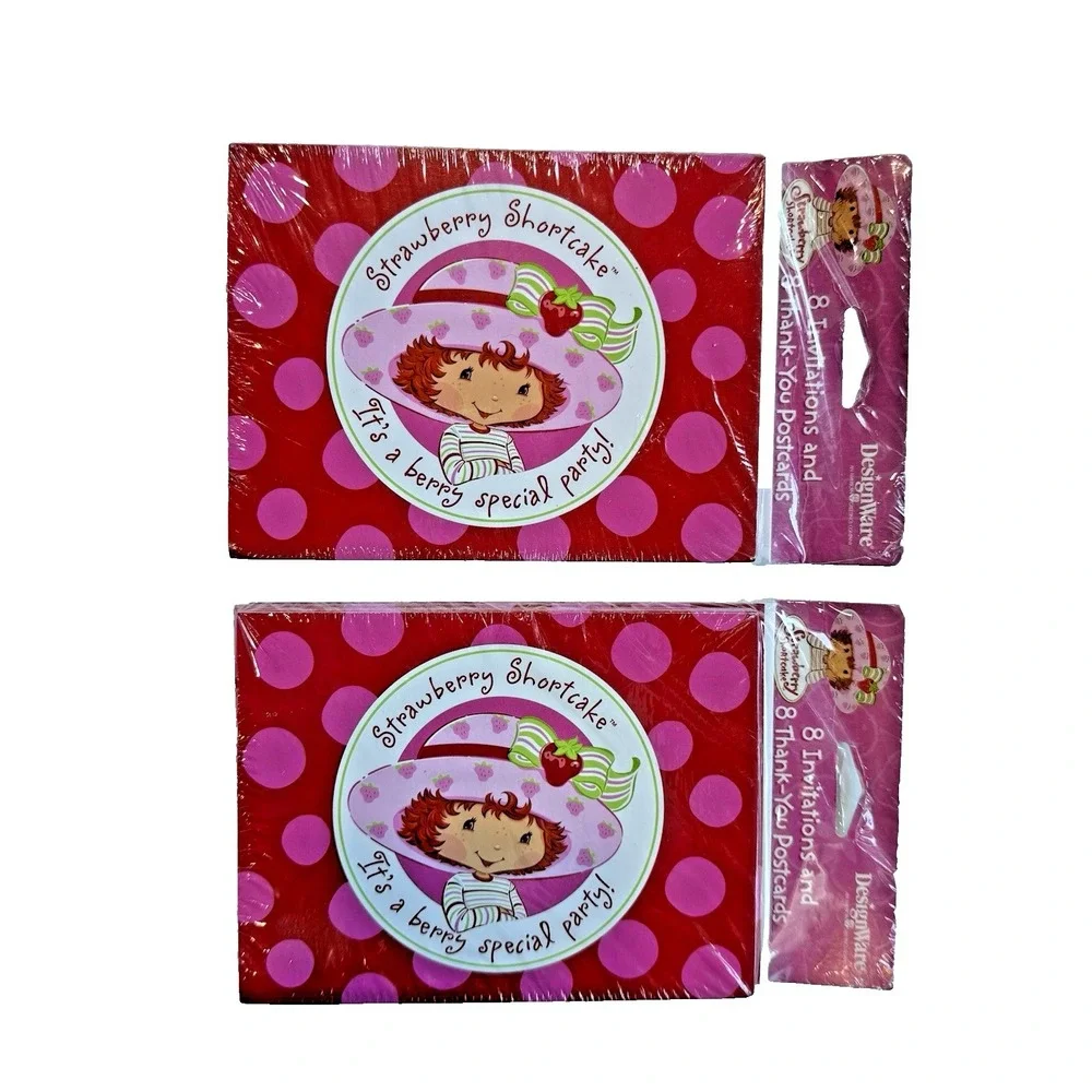 Vintage Strawberry Shortcake Birthday Party Invitation Post Card Supplies Pink